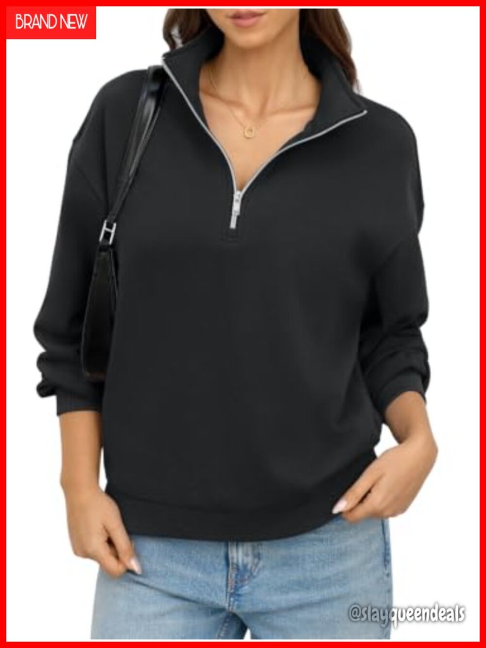 Fleece Quarter Zip Sweatshirt Mock Neck Pullover Top